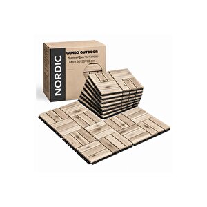 Nordic Akasya Parke Masif Geçmeli Karo Deck Yağsız Naturel Ahşap Yer Döşemesi