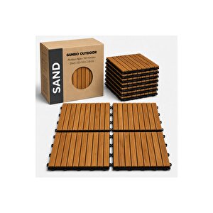 Sand 50x50 Akasya Ahşap Deck Yer Döşemesi - Islak Zemin Uyumlu Geçmeli Bahçe Balkon Teras Duş Karosu