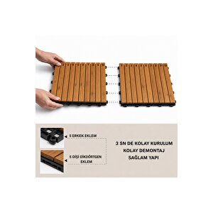 Sand 50x50 Akasya Ahşap Deck Yer Döşemesi - Islak Zemin Uyumlu Geçmeli Bahçe Balkon Teras Duş Karosu