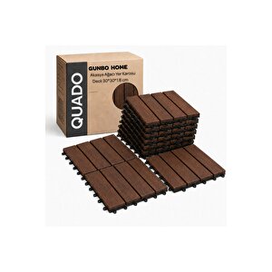 Quado Akasya Ahşap Yer Karosu 30x30x2,25 Cm – 4 Dilimli Geçmeli Deck Karo | Balkon, Teras, Bahçe Ve Duş