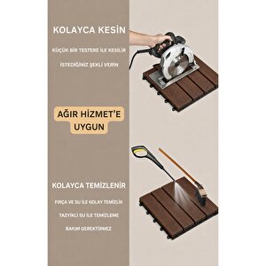 Quado Akasya Ahşap Yer Karosu 30x30x2,25 Cm – 4 Dilimli Geçmeli Deck Karo | Balkon, Teras, Bahçe Ve Duş