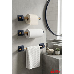 Moody - 3'lü Mutfak Ve Banyo Seti Kağıt Havluluk Tuvalet Kağıtlık Havluluk 20 - 35 - 50 Cm
