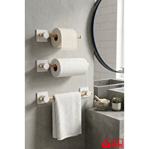 Moody - 3'lü Mutfak Ve Banyo Seti Kağıt Havluluk Tuvalet Kağıtlık Havluluk 20 - 35 - 50 Cm