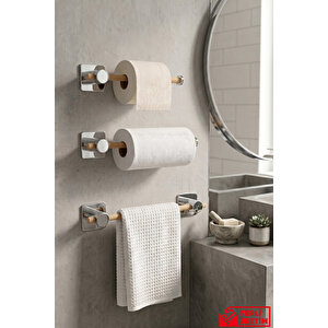 Moody - 3'lü Mutfak Ve Banyo Seti Kağıt Havluluk Tuvalet Kağıtlık Havluluk 20 - 35 - 50 Cm