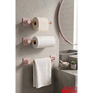 Moody - 3'lü Mutfak Ve Banyo Seti Kağıt Havluluk Tuvalet Kağıtlık Havluluk 20 - 35 - 50 Cm