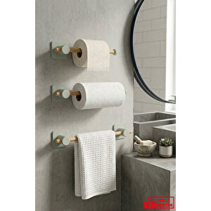 Moody - 3'lü Mutfak Ve Banyo Seti Kağıt Havluluk Tuvalet Kağıtlık Havluluk 20 - 35 - 50 Cm