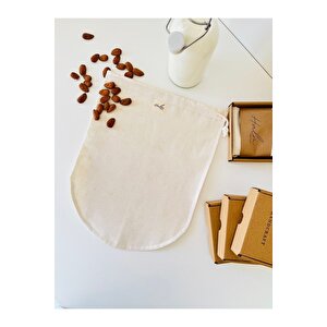 Bitkisel Süt Torbası 25x30 Cm Organik Yoğurt Süzme Kesesi Yıkanabilir Keten Kese Vegan.