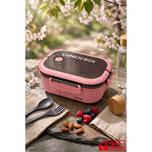 Daily - Taşınabilir Yemek Kabı Lunchbox Diyet Spor Okul Beslenme Kutusu Saklama Kabı Çatal Kaşıklı Sefer Tası 1200ml