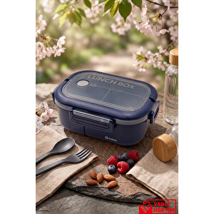Daily - Taşınabilir Yemek Kabı Lunchbox Diyet Spor Okul Beslenme Kutusu Saklama Kabı Çatal Kaşıklı Sefer Tası 1200ml