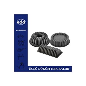 3 Lü Döküm Granit Kek Kalıbı Seti Dilimli Yuvarlak Kek Tart Ve Baton Kalıbı Yanmaz Yapışmaz