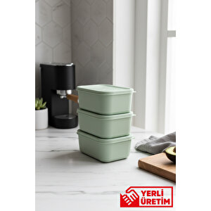 Luna - 3'lü Mini Plastik Saklama Kabı Çerezlik Kahvaltılık Bpa Içermez 280 Ml