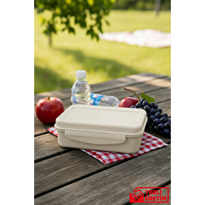 Flow - 3 Bölmeli Kaşık Çatal Hazneli Kilit Kapaklı Lunchox Beslenme Kutusu Seti 750 Ml