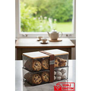 Tokyo - Bambu Kapaklı 2'li Lunchbox Saklama Kabı Organizer