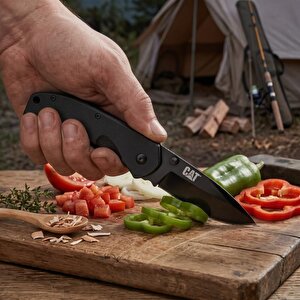 Da980008 Kemer Askı Kancalı Katlanabilir 16cm Paslanmaz Çelik Siyah Kamp Çakısı Bıçağı