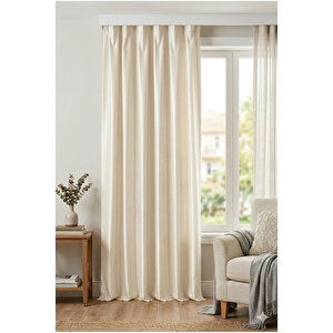 Krem Saten Güneşlik Fon Perde, Şık Canlı, Salon, Çocuk, Oturma Odası - 170x270 Cm 170x270 cm