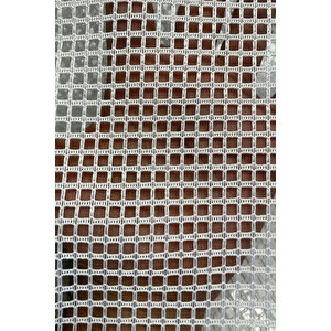 Beyaz File Örme 1/3 Sık Pile Kare Desen Tül Perde - Modern Ve Minimalist Salon Ve Oda Tülü - 380x260 Cm 380x260 cm
