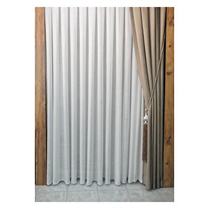 Keten Dokulu Şık Tül Perde - Bambu - Ütü Gerektirmeyen, Yoğun Dokulu Modern Model - 390x205 Cm 390x205 cm