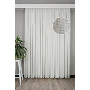 Simli Bambu Tül Perde - Yoğun Dokulu, 1/3 Sık Pileli, Ütü Gerektirmez Şık Tasarım - 320x190 Cm 320x190 cm