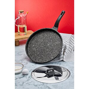 Taç Döküm Granit Balık Tavası Kapaklı Hamsi Tava 34 Cm