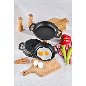 Taç Bella 3'lü Granit Döküm Sahan Seti 18 - 20 - 22 Cm
