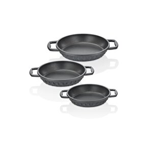 Taç Bella 3'lü Granit Döküm Sahan Seti 18 - 20 - 22 Cm