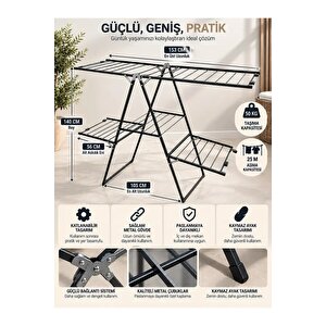 Exclusive 2 Katlı Çamaşır Kurutmalık Askılık Borulu Çamaşır Kurutma Askısı