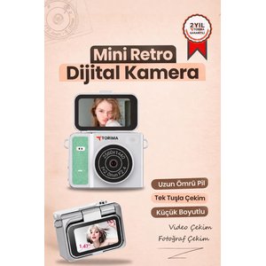 Mini Dijital Kamera 2k Flip Ekranlı Selfie Video Vlog Kamerası Cmr46 Yeşil Çağla Yeşili