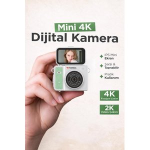 Mini Dijital Kamera 2k Flip Ekranlı Selfie Video Vlog Kamerası Cmr46 Yeşil Çağla Yeşili
