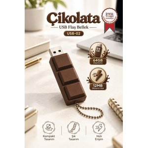 Usb Flash Bellek 64gb Çikolata Görünümlü Anahtarlıklı Usb Drive Usb02 Kahverengi
