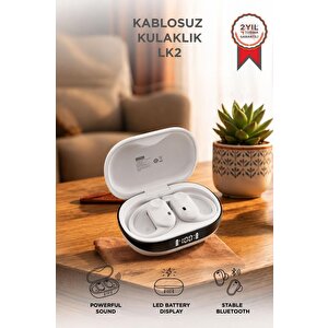 Lenovo Thinkplus Bluetooth Kulaklık Akıllı Dijital Göstergeli 5.4 Kablosuz Kulaklık Lk2 Beyaz