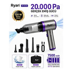 Bagajon Ryan 20.000 Pa 7.500 Mah Araç Süpürgesi – 120w Fırçasız Motor, Üfleme & Vakum, Çantalı