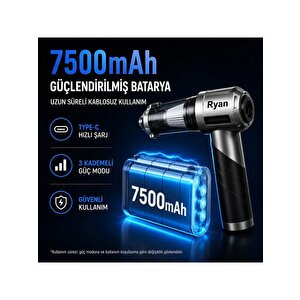 Bagajon Ryan 20.000 Pa 7.500 Mah Katlanabilir Araç Süpürgesi – 120w Fırçasız Motor, Üfleme & Vakum, Çantalı