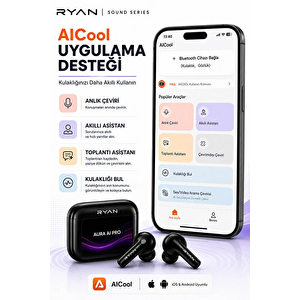 Ryan Aura Ai Pro Yapay Zeka Destekli Çeviri Kulaklığı – 100+ Dil Anlık Çeviri, Akıllı Ekran, Anc, Bluetooth 6.0