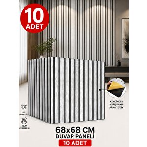 10 Adet 68cmx68cm Gri Lambiri Desenli Kendinden Yapışkanlı Duvar Kağıdı Paneli Yeni Akustik Nw189