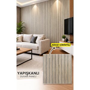 Yapışkanlı Camel Kahve Girintili 3d Akustik Esnek Lambiri 40cmx40cm Duvar Paneli Kağıdı Nw211