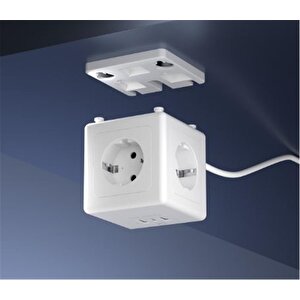 S-link Prz04 4 Soketli 2 Usb 1 Type-c Pd20 2m 306 Joule Tam Bakır Küp Beyaz Akım Korumalı Priz