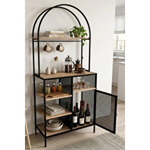 Capella Kahve Köşesi Standı & Çok Amaçlı Mutfak Dolabı - Tel Kapaklı (80x180cm)