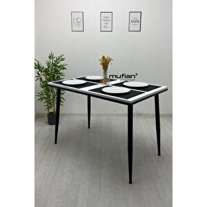 Lucas İskandinav- 70x110 Cm - Mdf Beyaz - Metal Ayaklı Mutfak Yemek Balkon Çalışma Masası