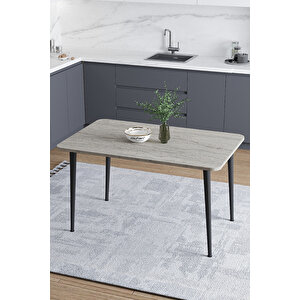 Damla 70x110 Cm İskandinav - Bohem Oval Köşe Traverten Desen Mutfak - Yemek - Çalışma -balkon Masası Traverten