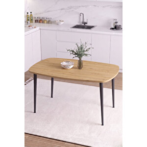 İskandinav Bohem Oval 60x90 Cm Metal Ayaklı Meşe Mutfak-yemek-balkon-çalışma Masası Luna Meşe