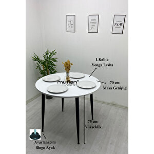Valencia - 70 Cm Beyaz Tabla Metal Ayaklı Mutfak Masası - Yemek Masası - Balkon Masası Beyaz