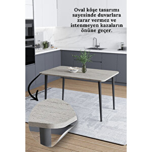 Damla 60x90 Cm İskandinav - Bohem Oval Köşe Traverten Desen Mutfak - Yemek - Balkon - Çalışma Masası Traverten