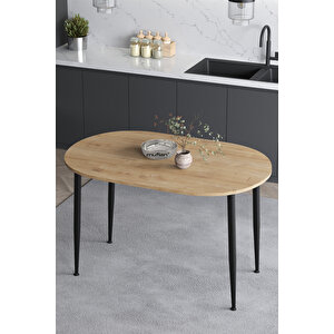 Melinda 60x90 Cm İskandinav - Bohem Oval Meşe Desenli Mutfak - Yemek - Balkon - Çalışma Masası Meşe