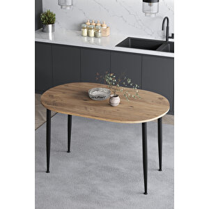 Melinda 60x90 Cm Oval Çam Desenli Mutfak Masası Yemek Masası Balkon Masası Çalışma Masası Atlantik Çam