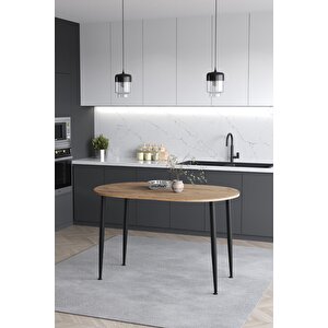 Melinda 60x90 Cm Oval Çam Desenli Mutfak Masası Yemek Masası Balkon Masası Çalışma Masası Atlantik Çam