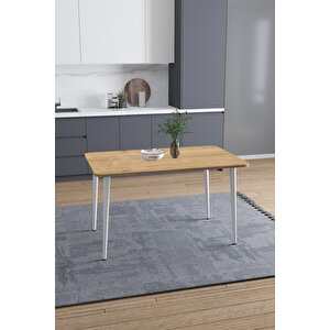 Damla 70x110 Cm İskandinav - Bohem Oval Köşe Meşe-beyaz Ayak Mutfak - Yemek - Balkon -çalışma Masası Meşe-Beyaz