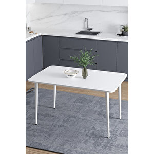 Damla 70x110 Cm İskandinav - Bohem Oval Köşe Beyaz Ayak Mutfak - Yemek - Balkon - Çalışma Masası Beyaz - Beyaz