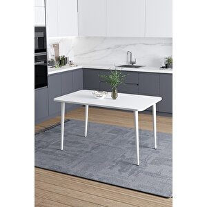 Damla 70x110 Cm İskandinav - Bohem Oval Köşe Beyaz Ayak Mutfak - Yemek - Balkon - Çalışma Masası Beyaz - Beyaz