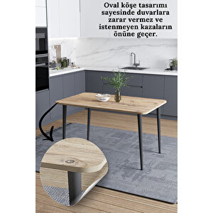 Damla 60x90 Cm İskandinav - Bohem Oval Köşe Çam Desen Yemek - Mutfak - Balkon - Çalışma Masası Atlantik Çam