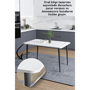 Damla 60x90 Cm İskandinav - Bohem Oval Köşe Beyaz Yemek - Mutfak - Balkon - Çalışma Masası Beyaz